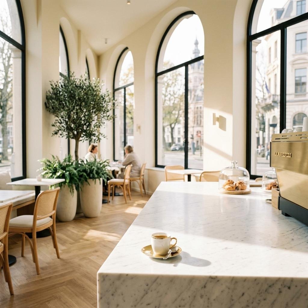 The Ozasco café interior — European romance with warm candlelight